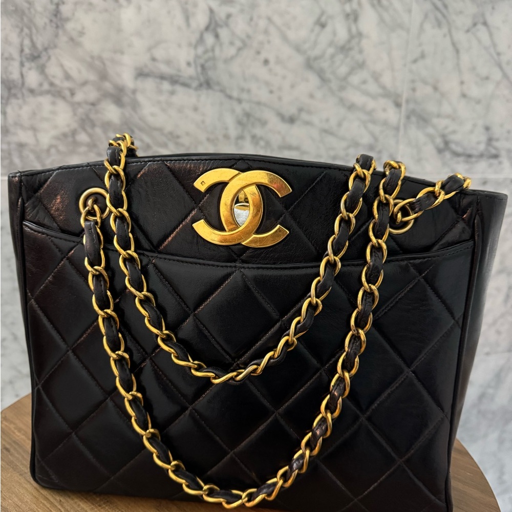 Vintage - Chanel Black Timeless Quilted Bag with 24K